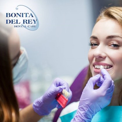 woman getting her teeth whitened